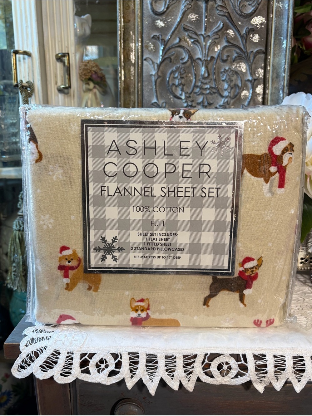 Ashley Cooper Flannel Sheet Set Full 100% Cotton Dog Print
New